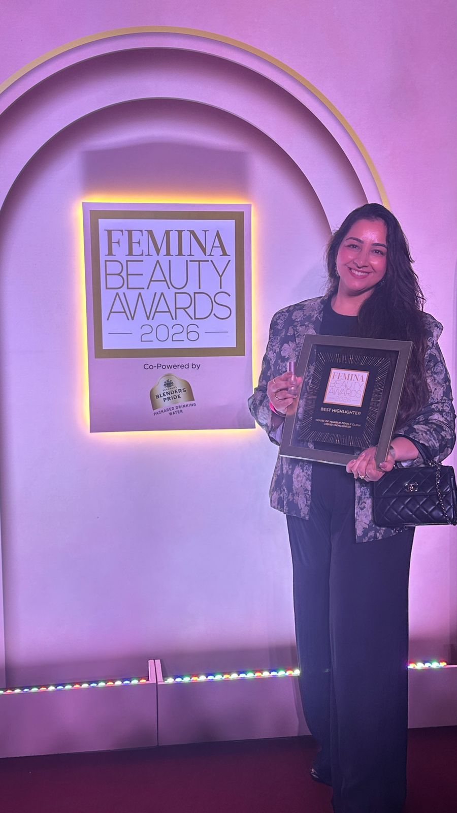 Harlin Sachdeva at the Femina Beauty Awards 2026, winning Best Highlighter